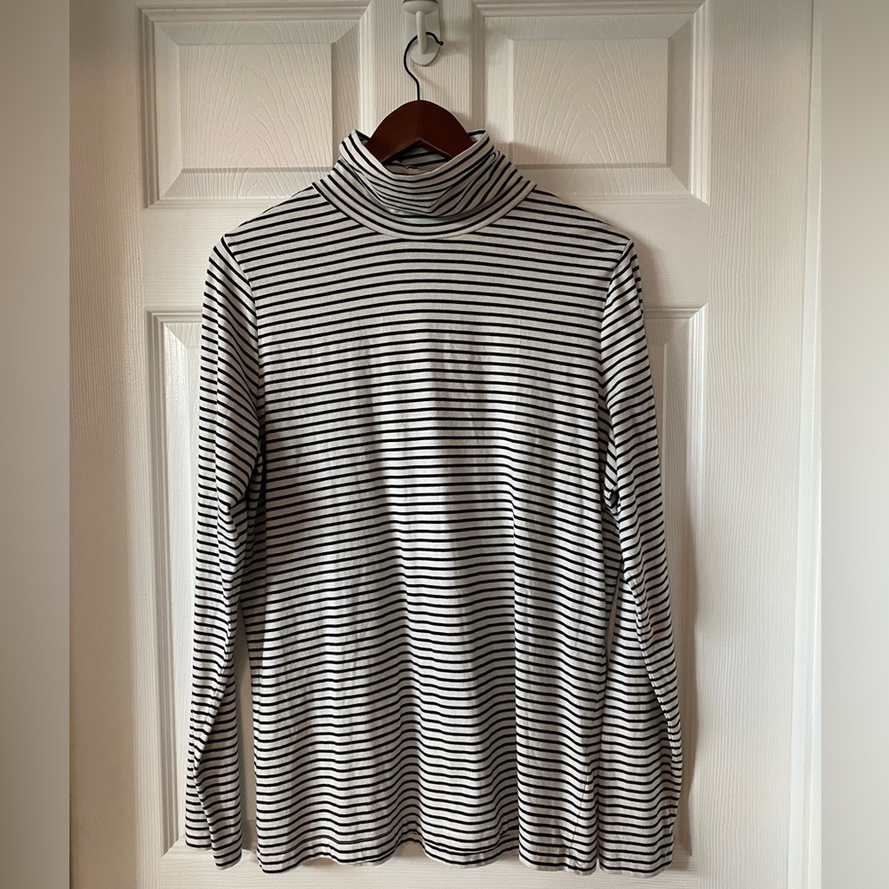 Banana Republic Black and White Striped Turtleneck